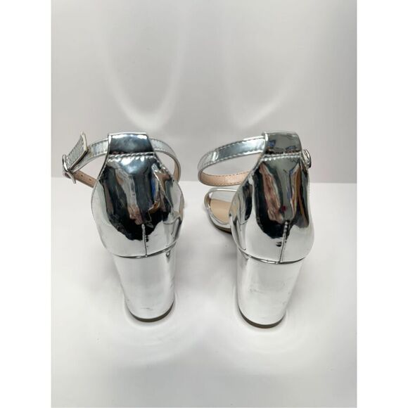 Bandolino Sandals Womens Size 9 Silver Open Toe Ankle Strap Block Dress Heels - Picture 9 of 10